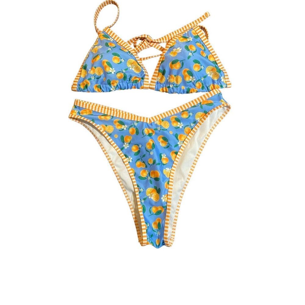 Swim mod women’s summer orange print, two piece bikini XL